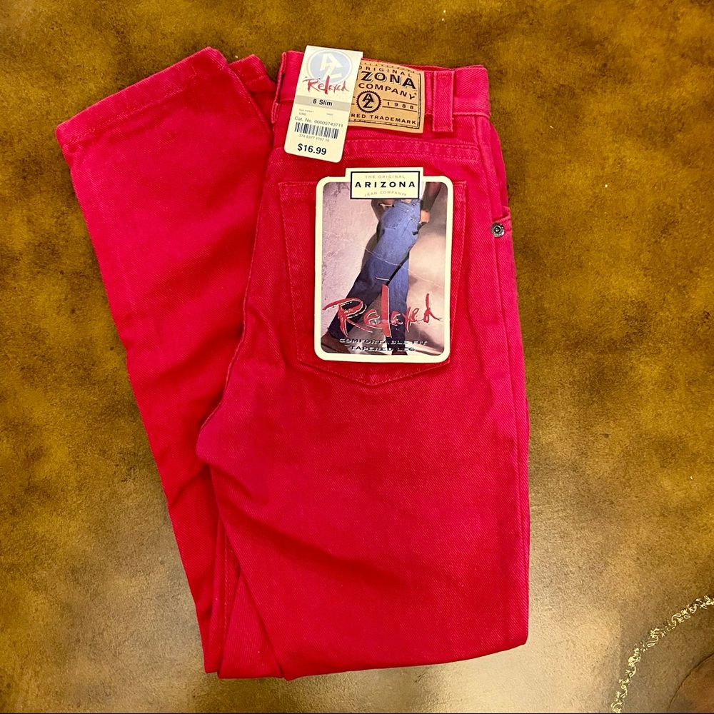 Vintage 1996 Arizona Jean Girls 8 slim NWT red